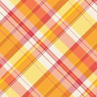 Color seamless background tartan, official check textile pattern. Adorable texture fabric plaid in light and orange colors. vector