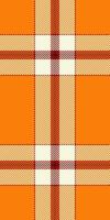 Vibrant orange and cream plaid pattern, perfect for textile design, fallthemed projects, or autumnal backgrounds. The bold, intersecting lines create a visually striking texture. vector