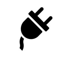 Sleek black electrical plug icon. Symbolizes power, connection, and technology. Ideal for designs related to electronics, energy, internet, and appliance themes. vector
