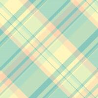 Christmas fabric textile plaid, grid check pattern seamless. Rustic tartan background texture in light and teal colors. vector