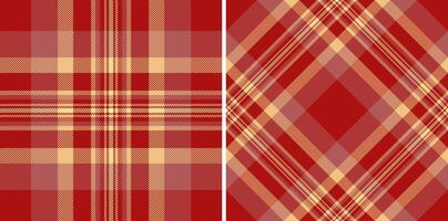 Two seamless plaid patterns in warm red and beige tones. Perfect for textile design, autumnal themes, or rustic backgrounds. vector