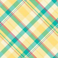 Vibrant diagonal plaid pattern in sunny yellow, teal, and green. Perfect for textiles, fashion, website backgrounds, or stationery design. A cheerful, summery design conveying energy and optimism. vector