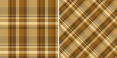 Elegant autumnal plaid patterns. Two seamless designs in warm browns and creams offer versatility for fashion, home decor, and website backgrounds. vector
