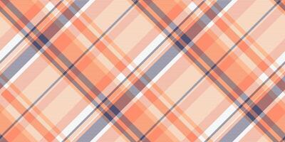 Random textile tartan fabric, creative pattern texture. Famous check plaid background seamless in white and orange colors. vector