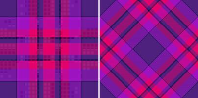 Vibrant plaid patterns in purple and magenta hues. Classic tartan textile design. Suitable for backgrounds, fashion, or decorative applications. vector