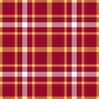 Close up texture tartan, 40s plaid background fabric. Vibrant seamless textile pattern check in red and orange colors. vector