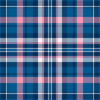 Elegant seamless plaid pattern in navy blue, pink, and white. Perfect for textile design, fashion, websites, or wrapping paper. vector