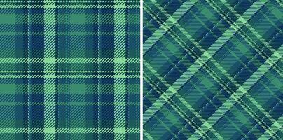 Two seamless teal and green plaid patterns. Perfect for textile design, fabric prints, apparel, or website backgrounds. vector