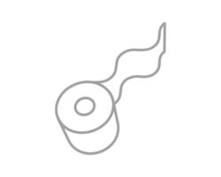 Simple line art illustration of a roll of tape or bandage unrolling. Perfect for medical, packaging, or DIY projects. Clean, minimalist style conveys efficiency and ease. vector