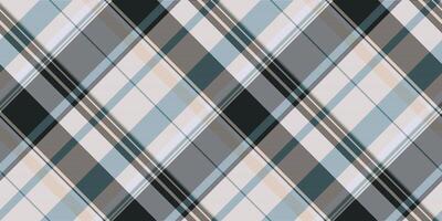 Elegant diagonal plaid pattern in muted tones of gray, beige, and teal. Perfect for textile design, website backgrounds, or any project needing a sophisticated and subtle texture. vector