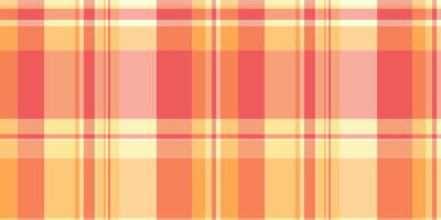 Good textile check fabric, square seamless texture. Iconic background tartan pattern plaid in orange and red colors. vector