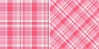 Two stylish pink plaid patterns, perfect for textile design, fashion, or website backgrounds. Horizontal and diagonal variations offer versatile design options. vector