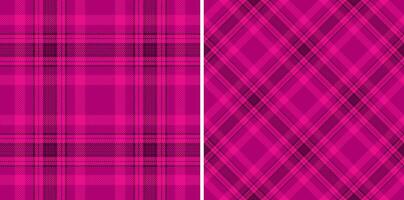 Vibrant pink plaid patterns, perfect for fashion, textile, or web design. Two distinct styles offer versatile options for projects needing a bold, energetic feel. vector