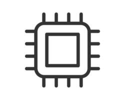Clean icon of a microchip, representing technology, data processing, and innovation. Ideal for websites, presentations, and app design related to computers. vector