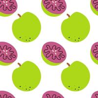 Cute summer seamless pattern with exotic fruits, fresh sliced . Hand drawn citrus fabric print wallpaper texture, juicy tropical fruit patterns . Hand drawn illustration . vector