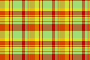 Vibrant plaid pattern in yellow, red, and green hues. Perfect for textile design, website backgrounds, or any project needing a cheerful, energetic aesthetic. vector