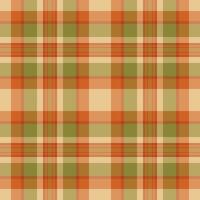 Slim seamless texture, customized check pattern textile. American fabric tartan background plaid in orange and yellow colors. vector