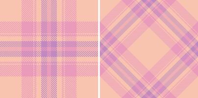 Pair of pastel pink and purple plaid patterns. Perfect for textile design, fashion, wrapping paper, or website backgrounds. Subtle textures and soft colors evoke feelings of calm and femininity. vector