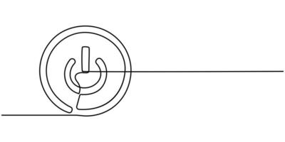 continuous one line drawing webpage user interface icon in thin line style power button vector