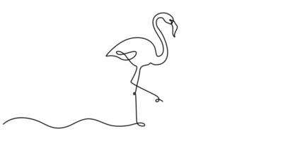 Continuous One Line Drawing of a flamingo vector