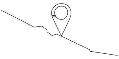 Location pins, continuous one drawing icon vector