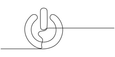 continuous one line drawing power button illustration, power on off button icon vector