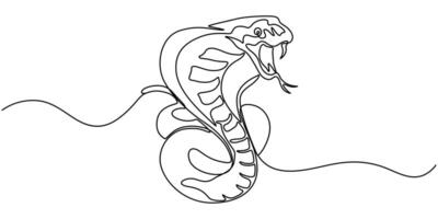 Snake continuous one line drawing and minimalist style isolate outline icon vector