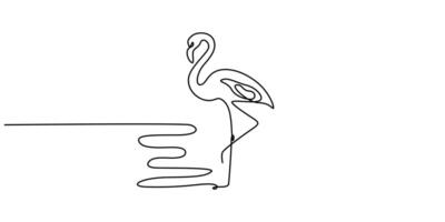 A minimalist continuous one line drawing of a flamingo vector