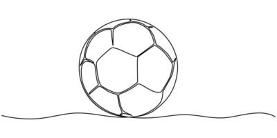 continuous one line drawing soccer ball illustration isolated drawn vector