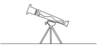 Continuous one line drawing of telescope, One line drawing illustration of telescope vector
