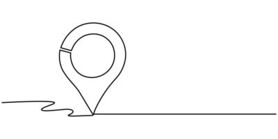 Continuous one line drawing location pointers pin road icon journey marker illustration vector