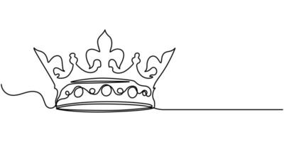 Continuous one line drawing of royal crown, Simple king crown outline design vector