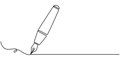 Continuous one line of fountain pen in silhouette on a white background linear stylized minimalist vector