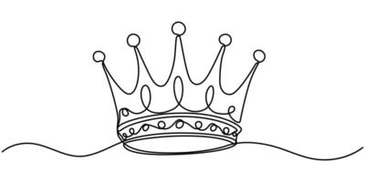 Royal Crown continuous line drawing, Simple king crown outline design concept vector