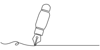 Minimalist Continuous One Line Drawing of a Fountain Pen with Nib vector