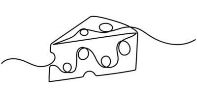 cheese in continuous line art draw vector