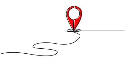 continuous one line google map point route directions and location outline art illustration vector