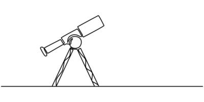 Continuous Line Drawing of Astronomy Icon. Hand Drawn Symbol Illustration. vector