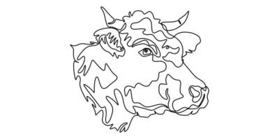 Cows on pasture in One continuous line drawing vector