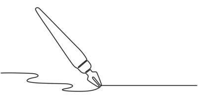 Fountain pen in continuous line art drawing style, Writing or signing document using status symbol vintage ink pen vector