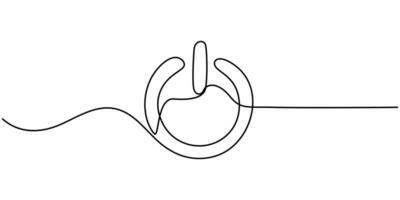 continuous one line drawing start button icon on white background. vector
