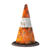 an orange and white traffic cone on a transparent background png
