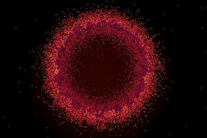 Abstract red glow particles on black background. illustration. vector