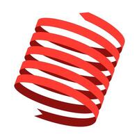 3D red spiral shape illustration. Ribbon icon in isometric style on a white background. vector