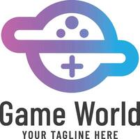 Game World Logo with Controller Icon. Game Console Logo vector