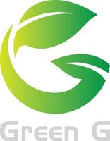 Green G Logo with Leaf Element vector