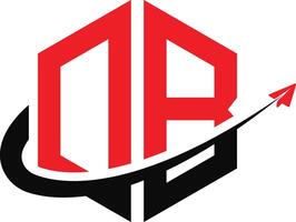QB DB Lettermark Logo with Airplane Curve vector