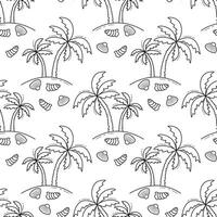 Summer print with palm trees and shells vector