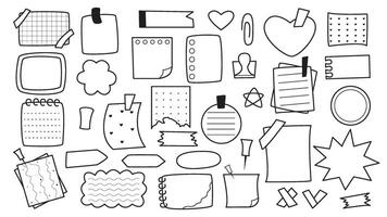 Paper Memos set in doodle sketch style vector