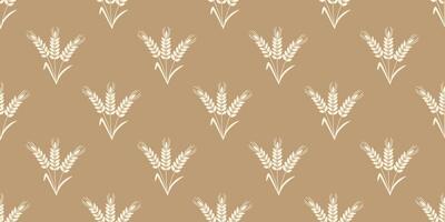 Bunches of oat spikelets seamless pattern vector